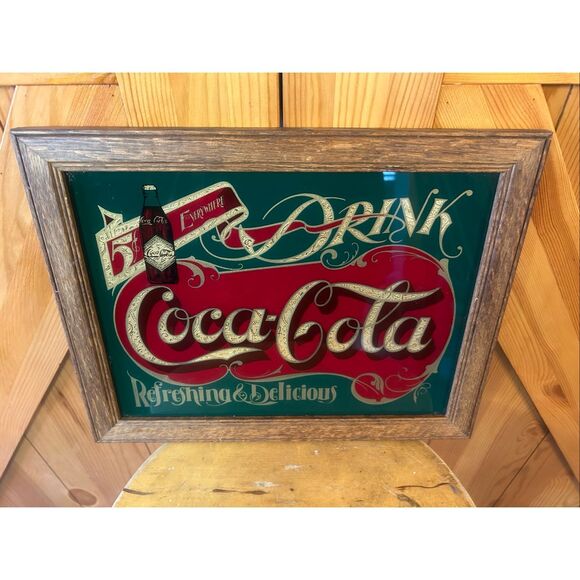 Vintage Coca Cola Delicious & Refreshing Bar Mirror Advertising Sign (5661) - Picture 1 of 4